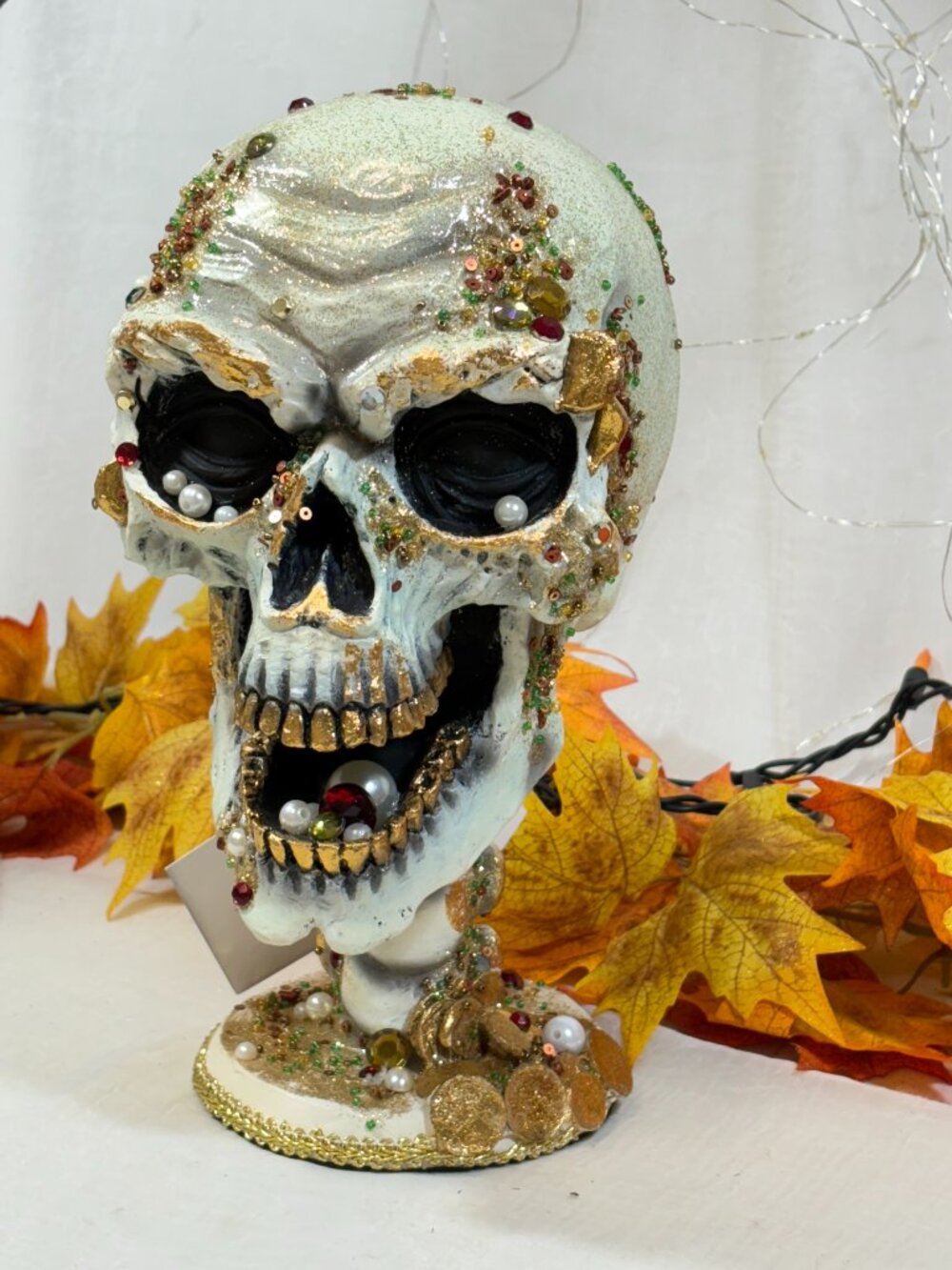 Katherine’s Collection Halloween Treacherous Treasure Tall Skull Tabletop 11"